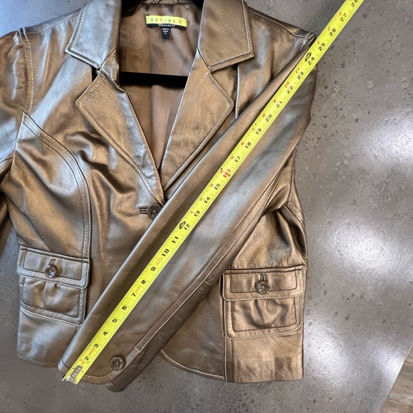 Genuine Leather Blazer by Ashley Bernardo. Bronze color. Size XL. - Picture 8 of 10